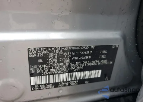 2019 Toyota Rav4 Xle from USA, damaged, VIN 2T3W1RFV4KW003030